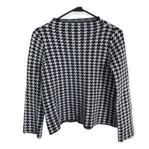 Ann Taylor petite wool cotton blend houndstooth long sleeve top